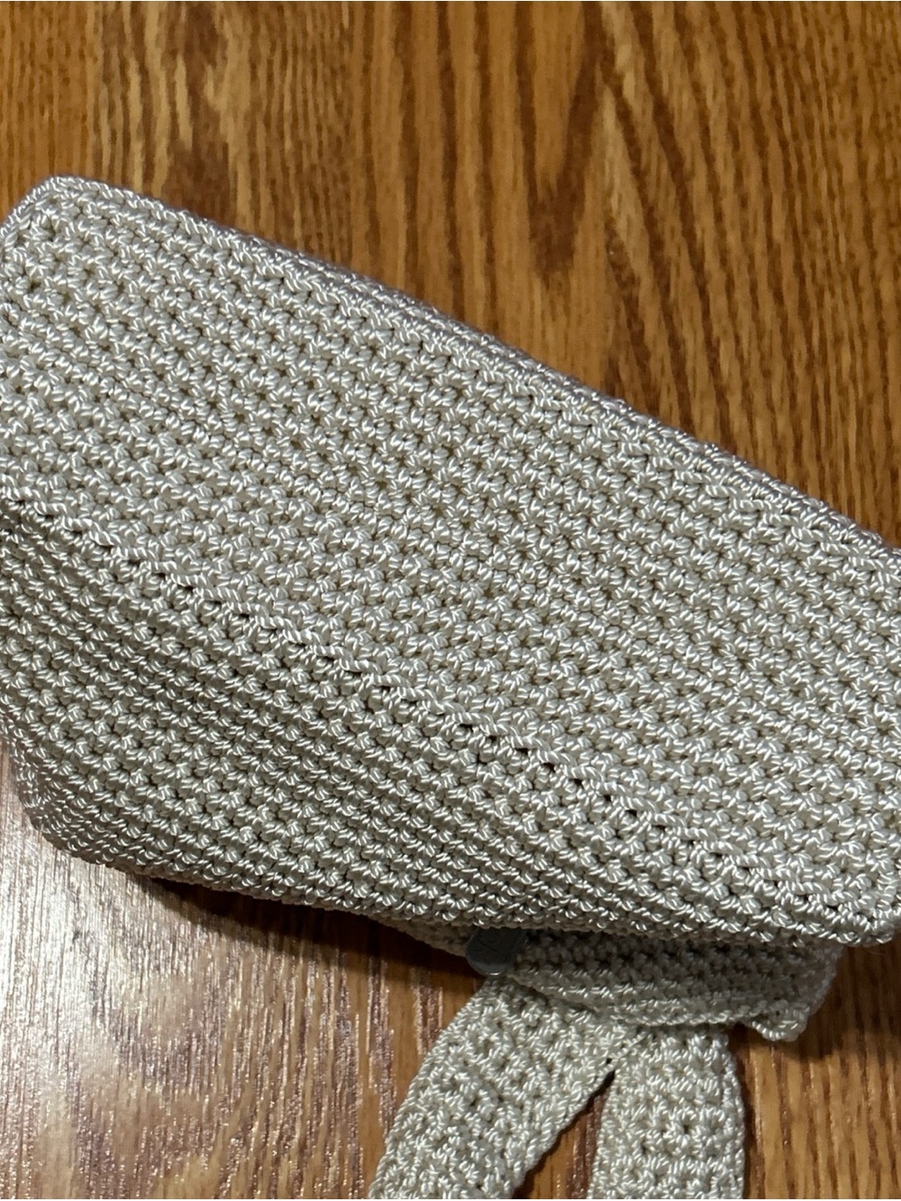 The Sak Creamy Beige Mini Crochet Crossbody Zipper Boho Festive Chic Bag - Picture 10 of 13